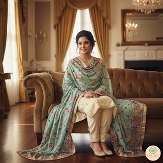 The Mint Meadow Phulkari Dupatta