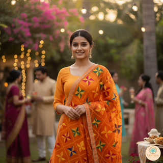 The Orange Star Bloom Phulkari Dupatta