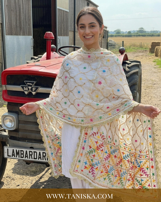 Pure Heritage White Geometric Phulkari