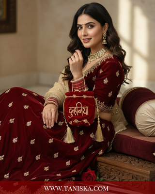 Luxury Velvet Chooda Covers - Bridal "Dulhaniya" Hand Accessories in Maroon