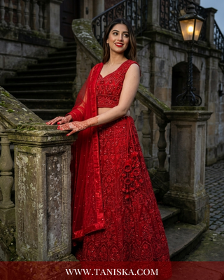 Scarlet Heritage Embroidered Bridal Lehenga