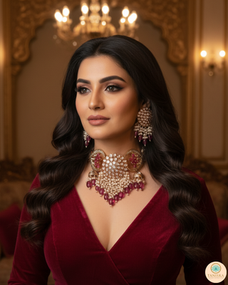 ARSHPREET Ruby Uncut-Kundan Necklace/Choker Set