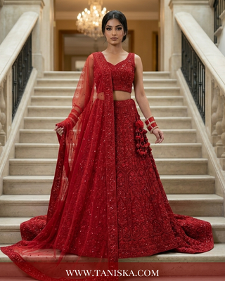 Scarlet Heritage Embroidered Bridal Lehenga