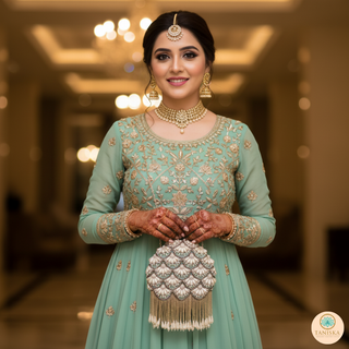 The Mint Pearl Cascade Clutch Bag