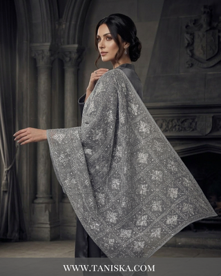 Silver Slate Monochrome Heritage Phulkari