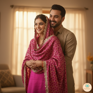 The Fuchsia Pink Glam Phulkari Dupatta