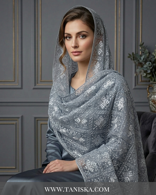 Silver Slate Monochrome Heritage Phulkari