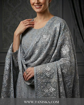 Silver Slate Monochrome Heritage Phulkari
