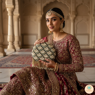 The Mint Pearl Cascade Clutch Bag