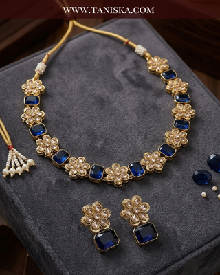 Sapphire Floral Gold-Tone Set