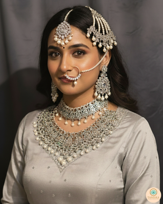 KAIRA Silver Bridal Necklace Set Bundle