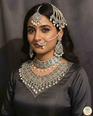 KAIRA Silver Bridal Necklace Set Bundle