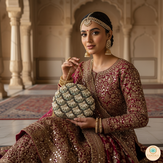 The Mint Pearl Cascade Clutch Bag