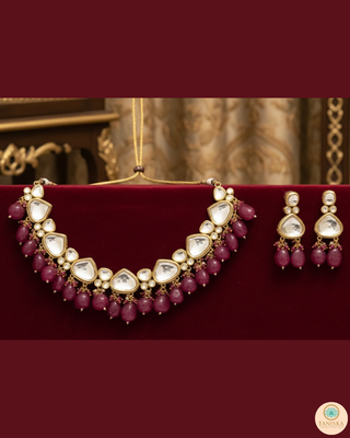 MEEREN Kundan Choker Necklace Set (Ruby)