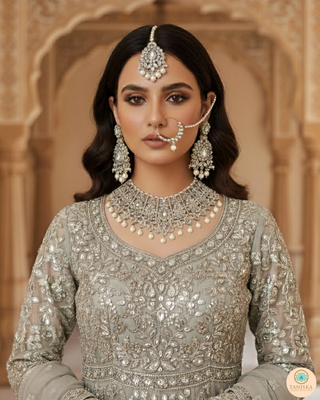 KAIRA Silver Bridal Necklace Set Bundle