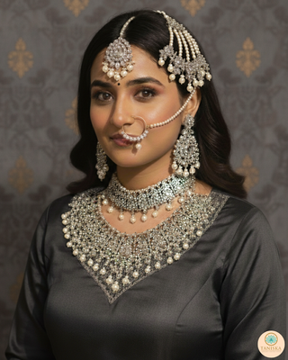 KAIRA Silver Bridal Necklace Set Bundle