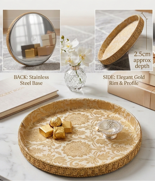 Royal Heritage Brocade Shagun Thali (14cm approx)