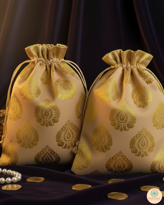 Decorative Drawstring Gift Bag (Gold/Red) - Buy 3 Get 1 Free