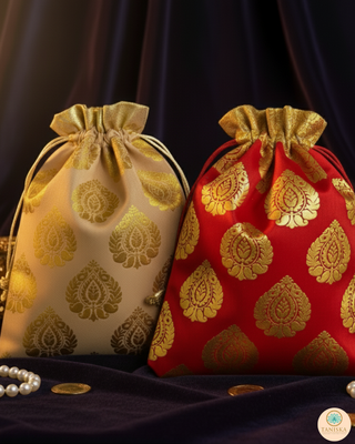 Decorative Drawstring Gift Bag (Gold/Red) - Buy 3 Get 1 Free