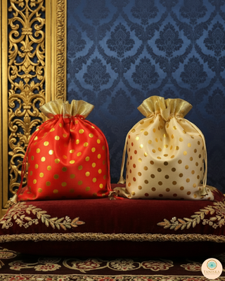 Decorative Drawstring Gift Bag (Gold/Red) - Buy 3 Get 1 Free