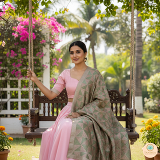 The Pistachio Glam Phulkari Dupatta