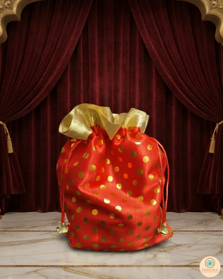 Decorative Drawstring Gift Bag (Gold/Red) - Buy 3 Get 1 Free
