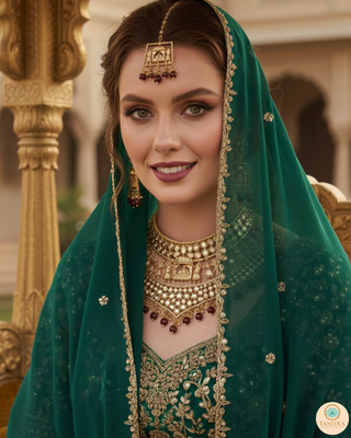 The Regal Baarat Heritage Bridal Choker Set - (Limited Edition) - Golden / Maroon