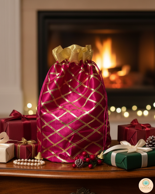 Decorative Drawstring Gift Bag (Hot Pink)