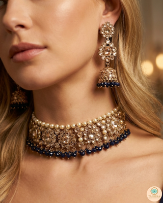 The Midnight Royale Navy & Pearl Reverse AD Choker Set