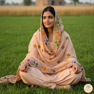 The Peach Bloom Phulkari Dupatta
