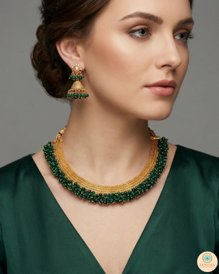 RANG-DE Pearl Necklace Set (Necklace, Earrings) - Emerald Green