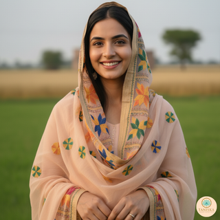 The Peach Bloom Phulkari Dupatta
