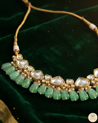 MEEREN Kundan Choker Necklace Set (Mint)