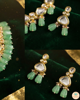 MEEREN Kundan Choker Necklace Set (Mint)