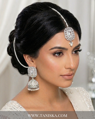 Crystal Radiance Pearl Jhumka & Tikka Set