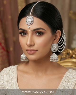 Crystal Radiance Pearl Jhumka & Tikka Set