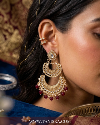 Antique Gold Tiered Crescent Earrings