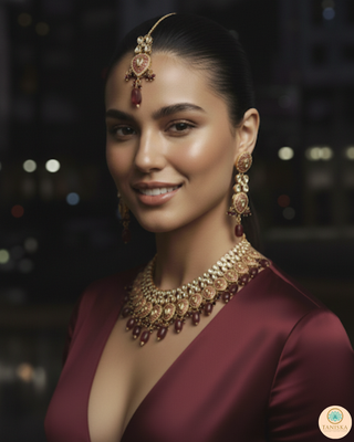 The Ruby Rose Meenakari Necklace Set - Uncut Kundan