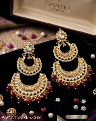 Antique Gold Tiered Crescent Earrings