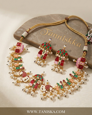 Baraat Heritage Enamel & Pearl Jewelry Set