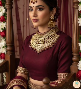 The Regal Baarat Heritage Bridal Choker Set - (Limited Edition) - Golden / Maroon