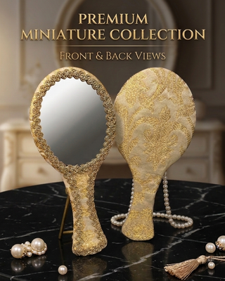 Artisanal Zari Miniature Hand Mirror - Golden