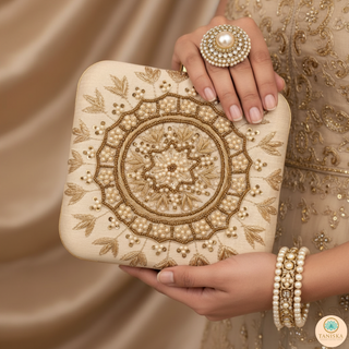 The Ivory Square Mandala Clutch Bag