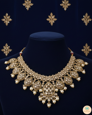 MISHKA Double Choker Necklace Set - Golden