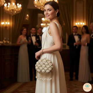 The Ivory Pearl Cascade Clutch Bag