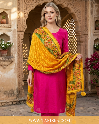 The Sunehri Dholi Bridal Phulkari Dupatta