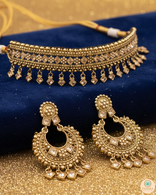 MINAL Designer Antique Gold Choker Set