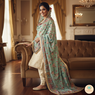 The Mint Meadow Phulkari Dupatta