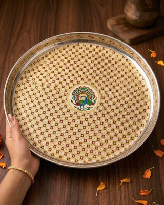 Meenakari Majesty: The Royal Peacock Thaal / Plate