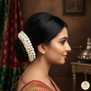 White Traditional Gajra with Pearls
